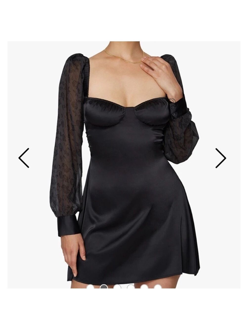We Wore What Floral Puff Sleeve Mini Dress in Velveteen Rose Black
